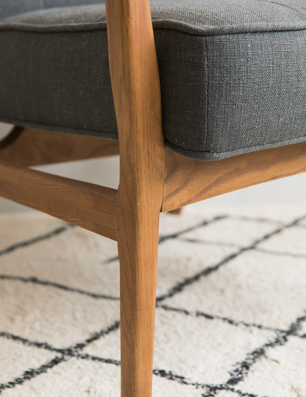 Mid-Century Button-and-Stud Linen Armchair