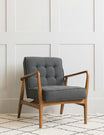 Mid-Century Button-and-Stud Linen Armchair