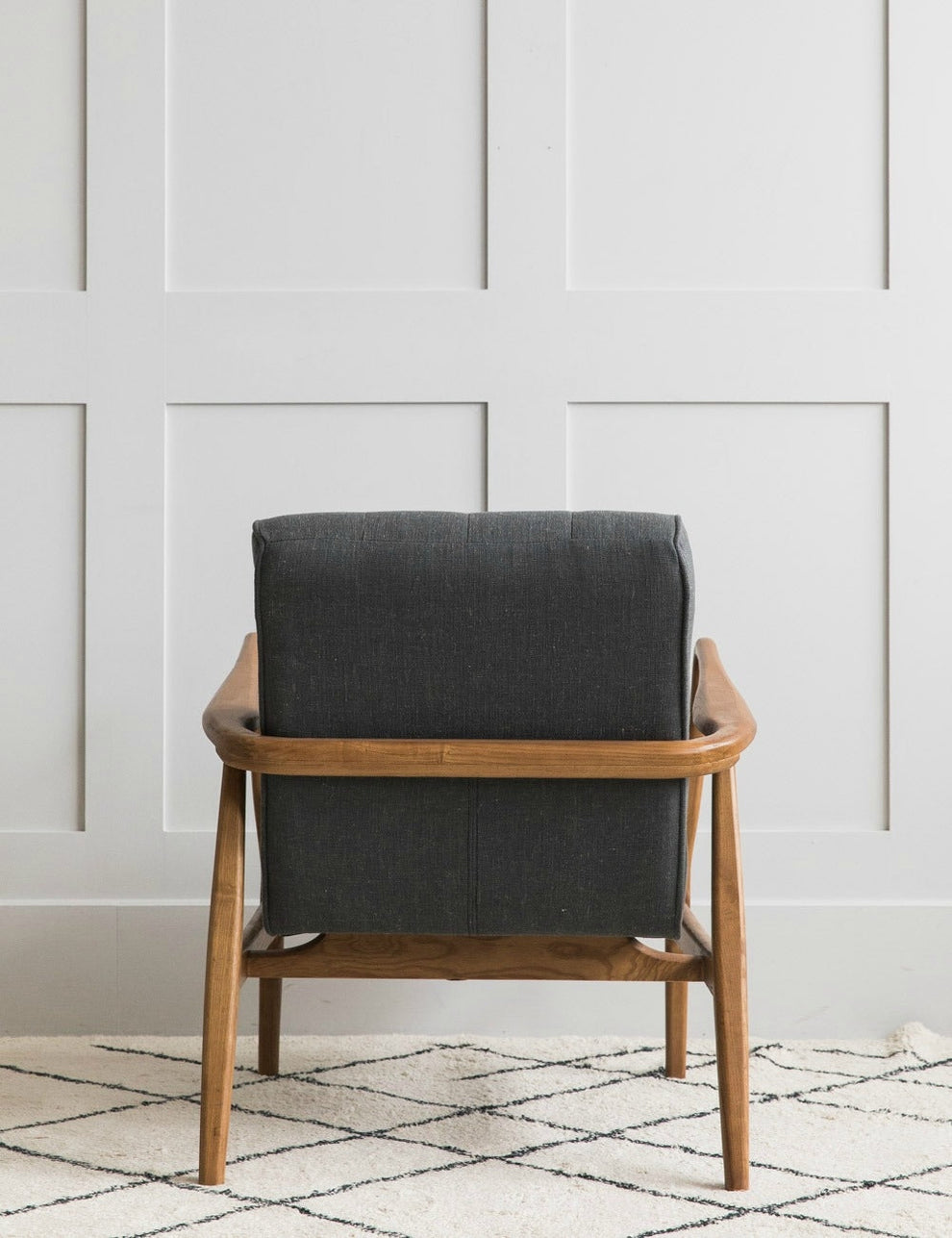 Mid-Century Button-and-Stud Linen Armchair