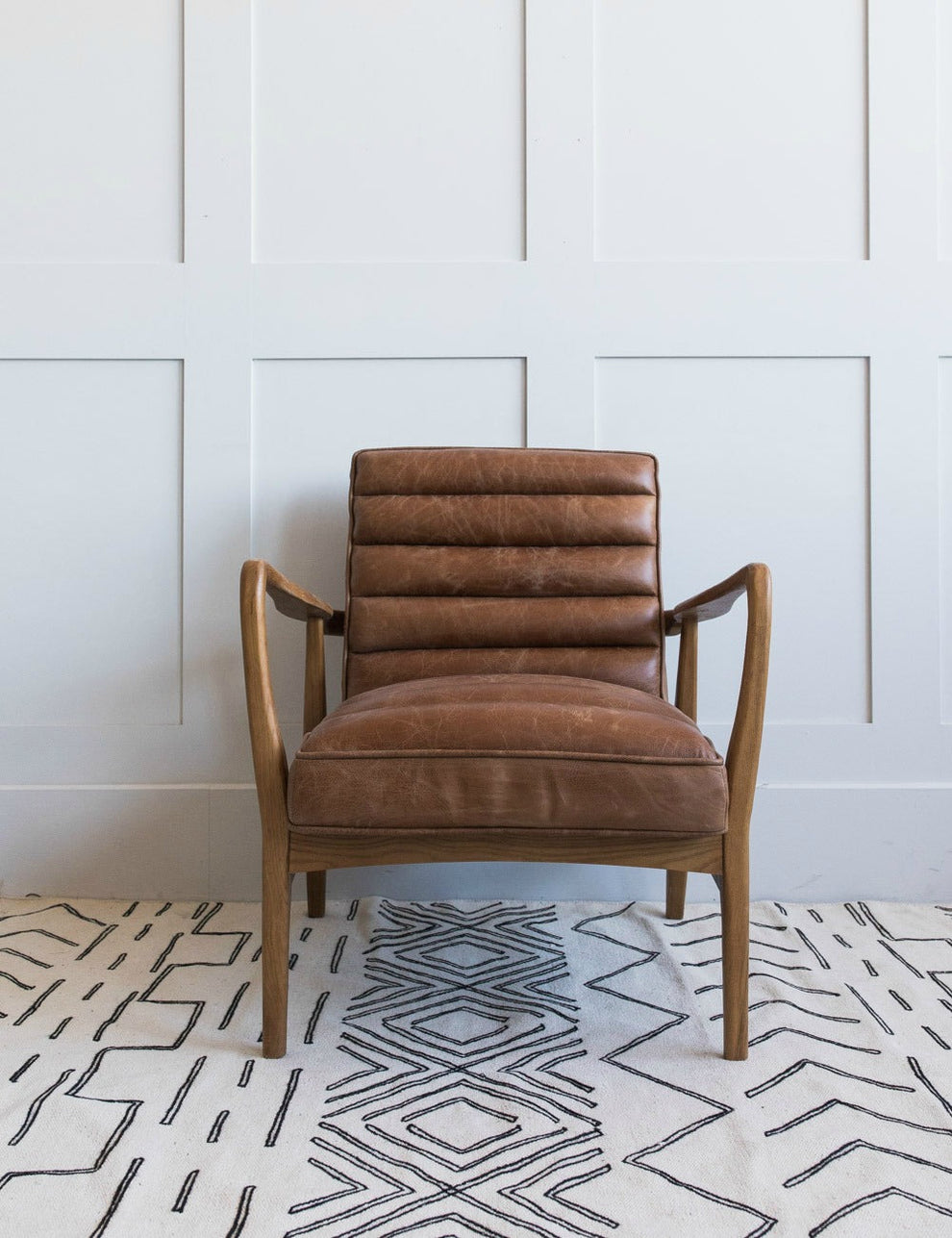 Mid-Century Leather Armchair Front