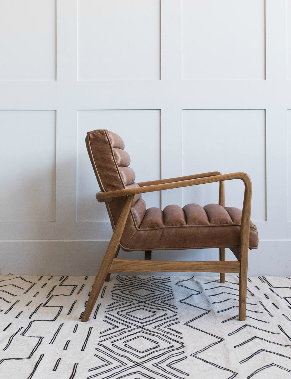 Mid-Century Leather Armchair Side