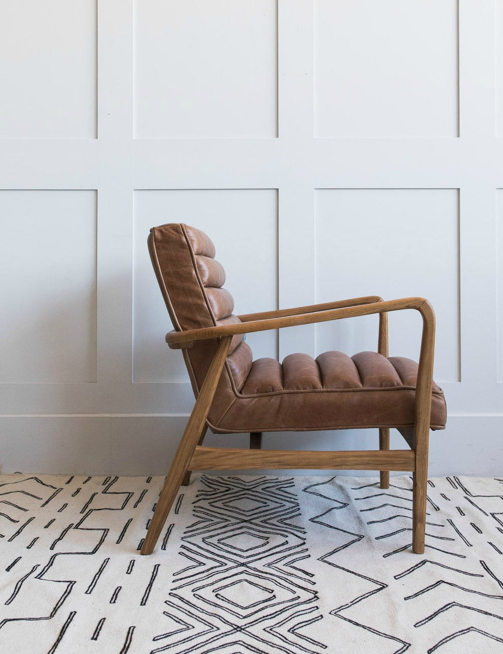 Mid-Century Leather Armchair Side
