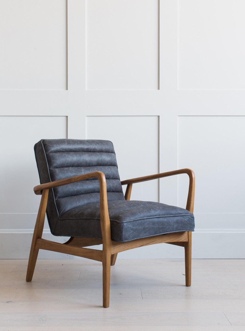 Mid-Century Leather Armchair - Black