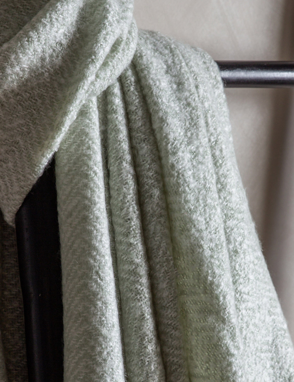 Herringbone Faux Mohair Throw Sage