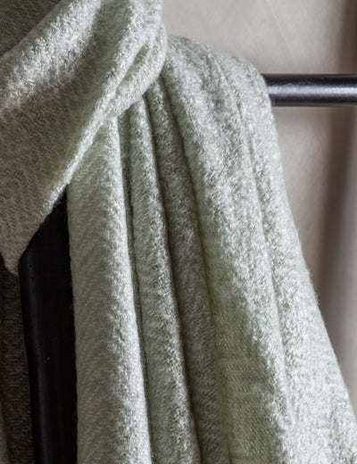 Herringbone Faux Mohair Throw Sage