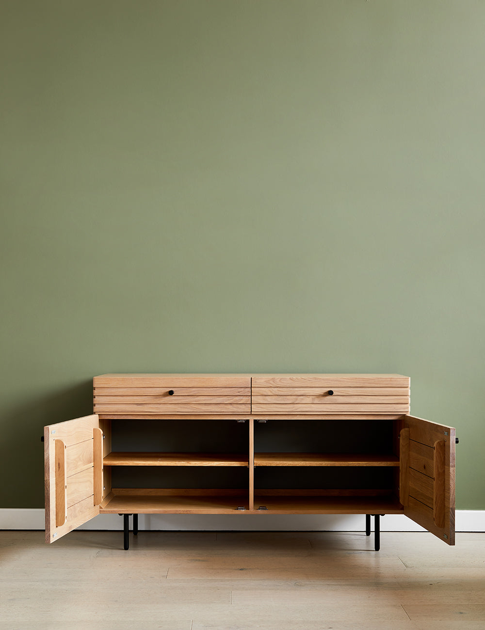 Okayama Wooden Sideboard shelves