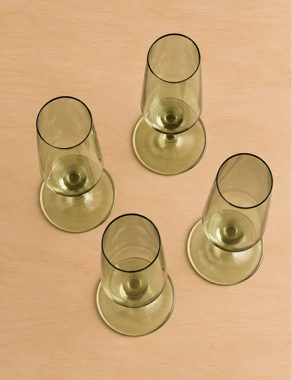 Set of 4 Flute Glass Smokey Green