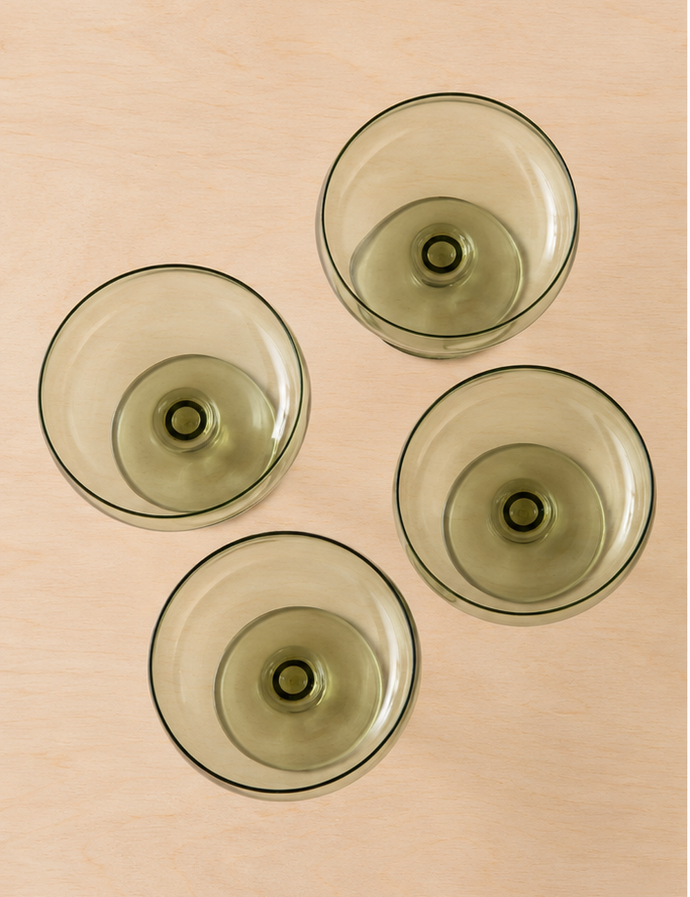 Set of 4 Coupe Glass Smokey Green