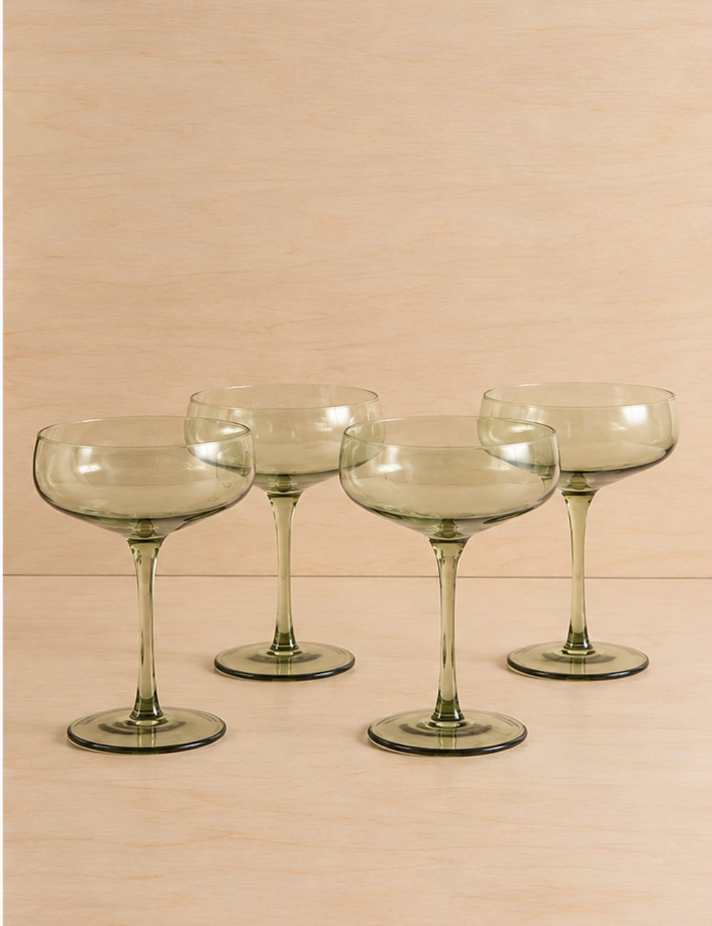 Set of 4 Coupe Glass Smokey Green