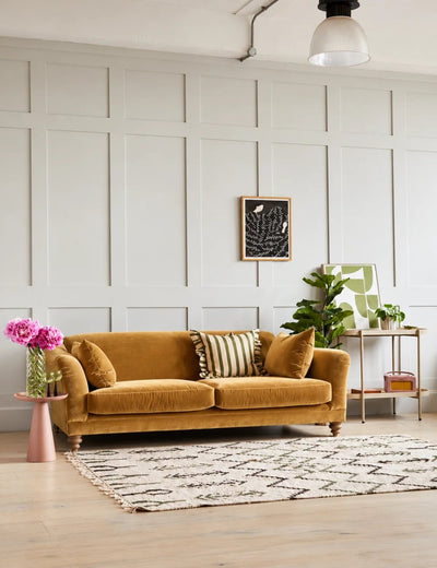 Oscar Sofa 3 Seater in Washable Velvet Gold