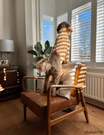 Mid-Century Button-and-Stud Brown Leather Armchair