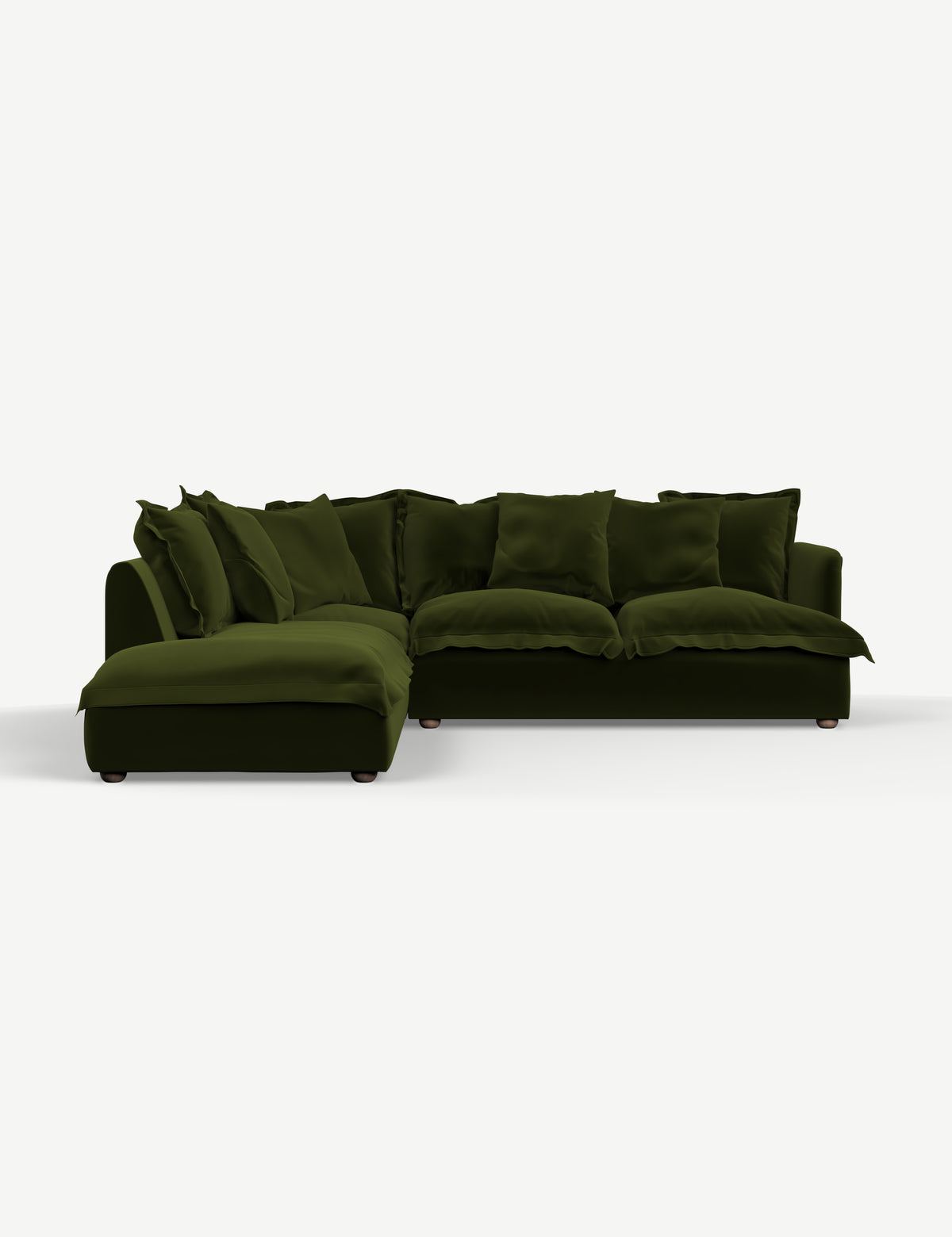Penny Chaise End Sofa - Left Hand Facing in Vintage Green Velvet