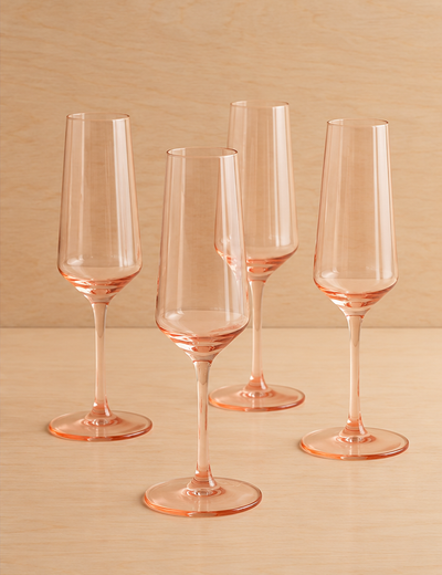 Set of 4 Flute Glass Amber