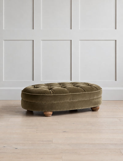 Lily Footstool in Velvet Khaki