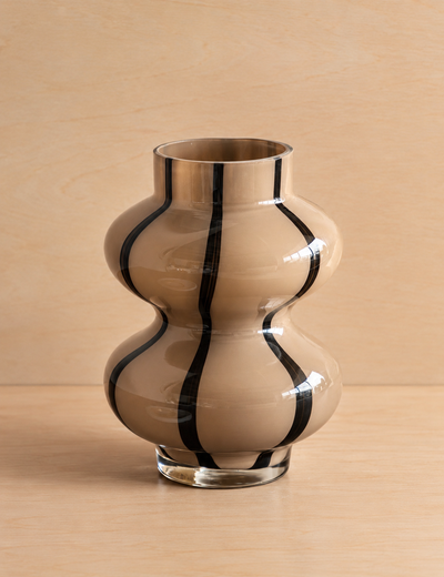 Forma Swirl Glass Vase Camel & Black