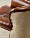 Vintage Leather and Linen Armchair 