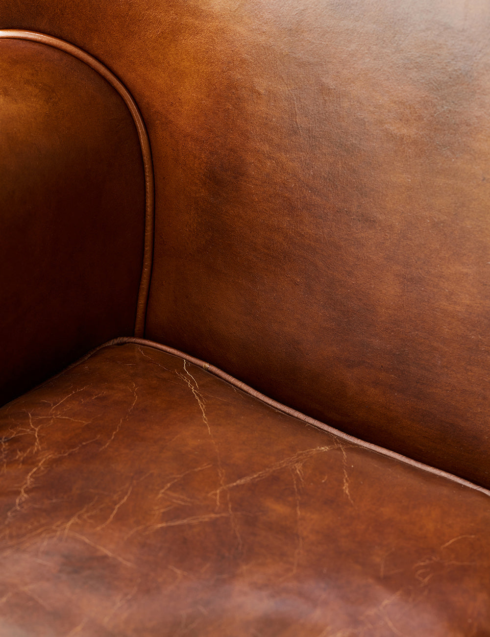 Vintage Leather and Linen Armchair 