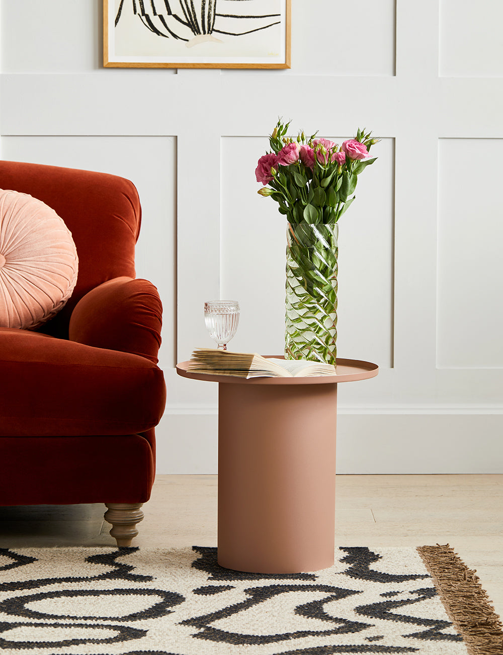 Pink round cheap side table