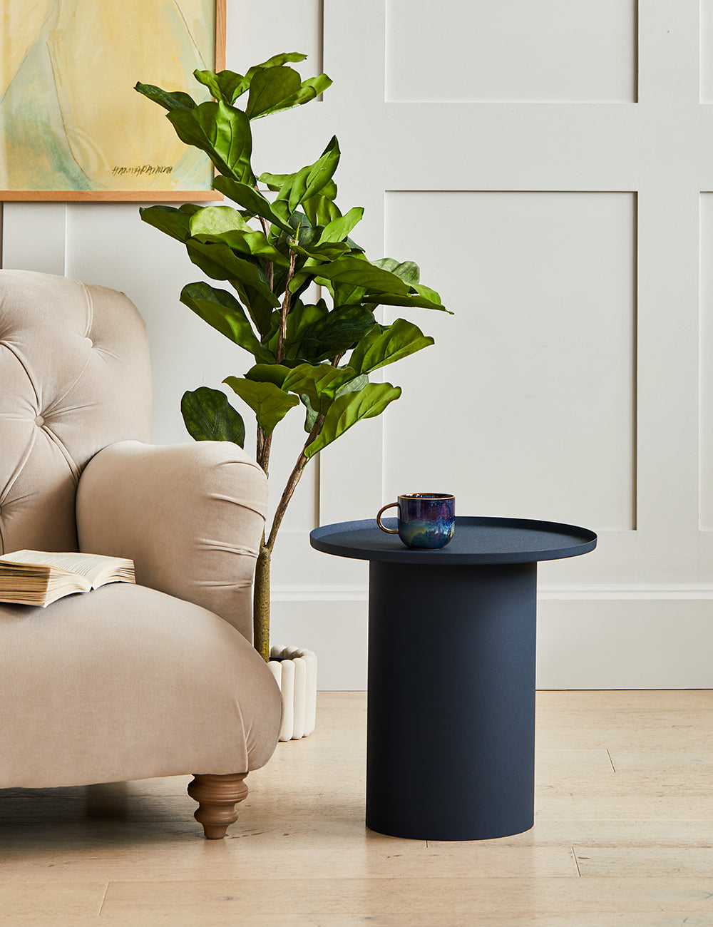 Anna Navy Blue Round Side Table