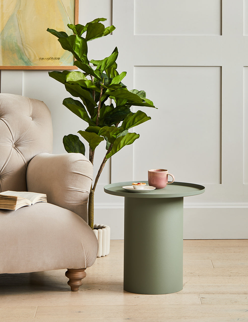 Green round side table deals