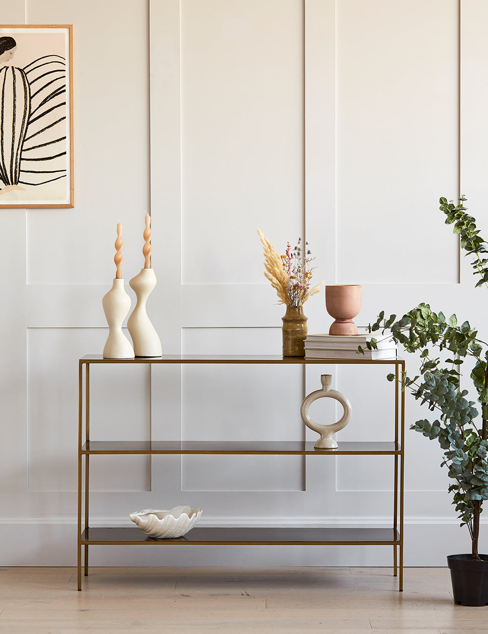 Brass top sofa table