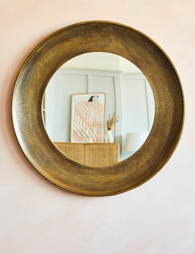 Antique Brass Round Mirrors - Two Sizes Available