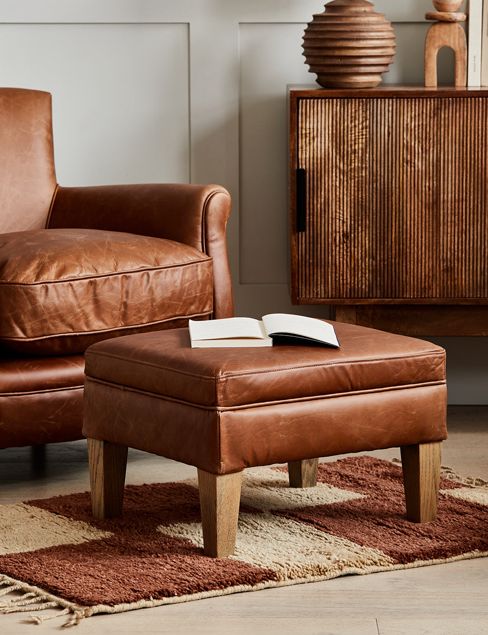 Leather pouffes discount for sale