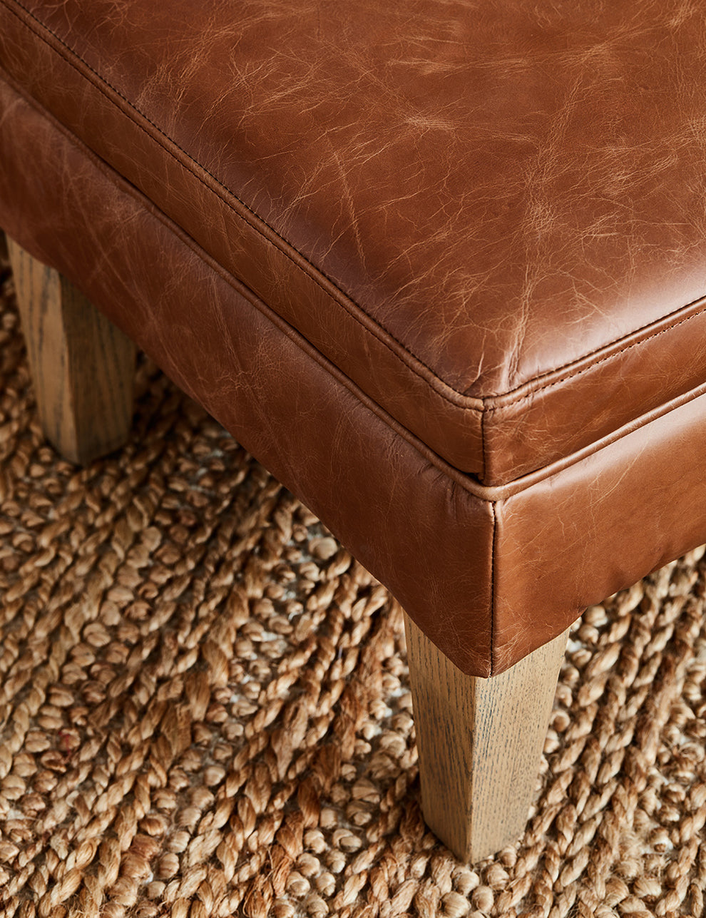 Arizona Brown Leather  Footstool
