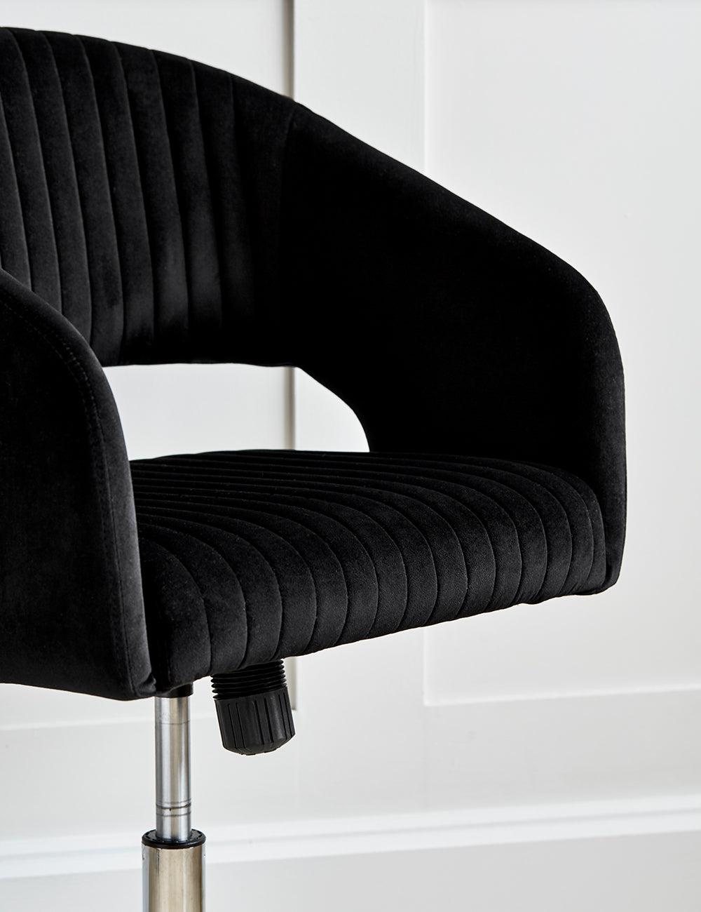 Black Velvet Office Chair -  close up