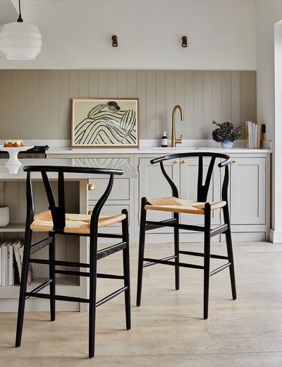 Black Wooden Open Back Counter Stools