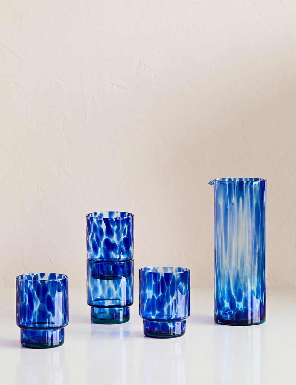 Blue Tortoiseshell Glass Carafe