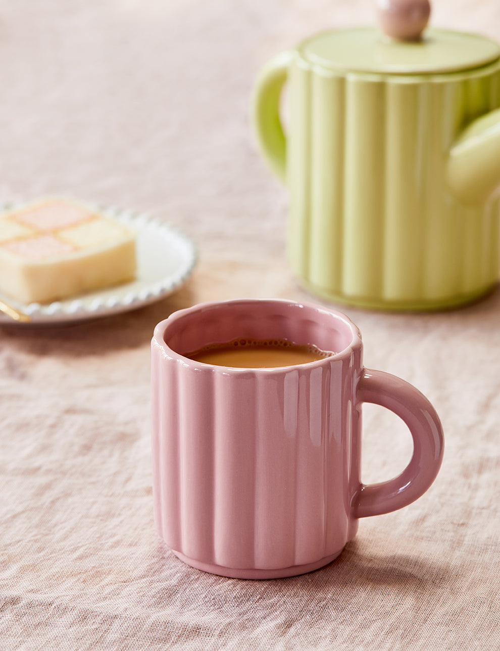 Blush Pink Ribbed Mug