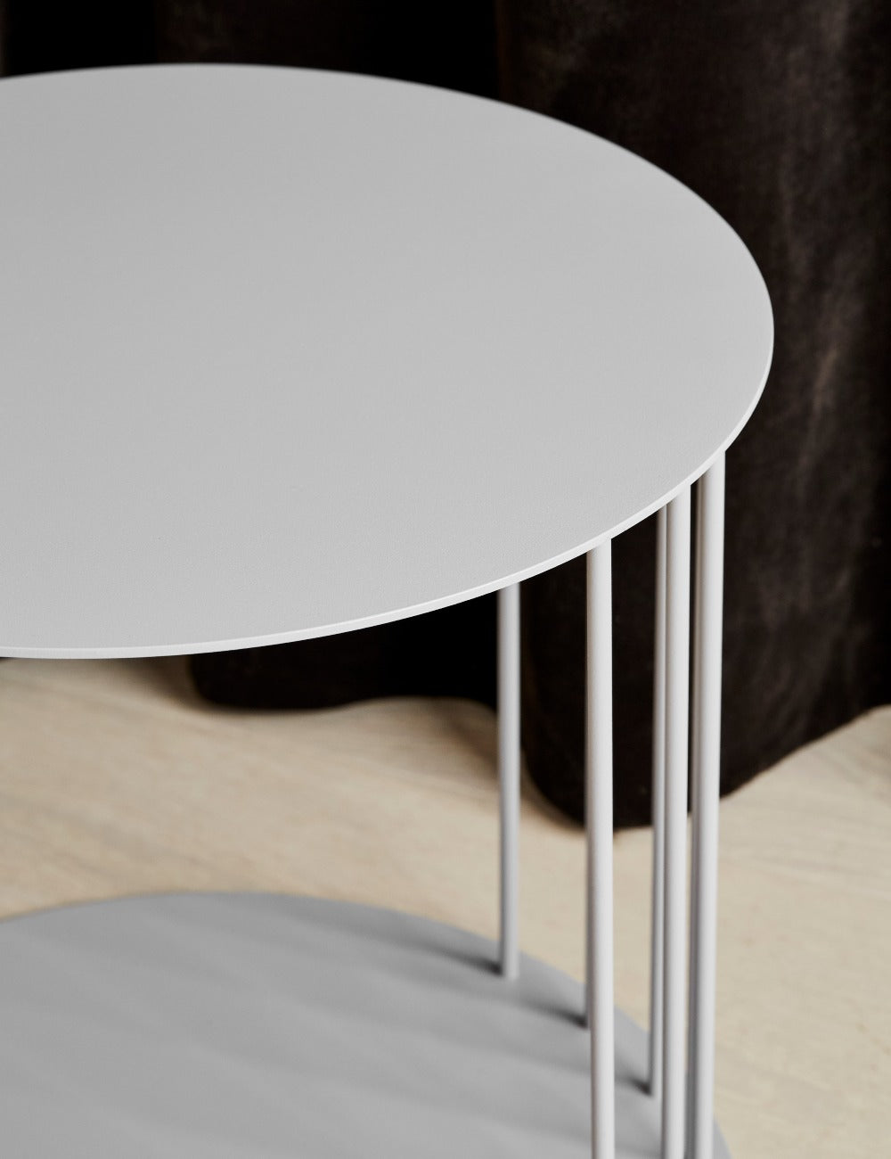 Cara Dove Grey Steel Side Table detail
