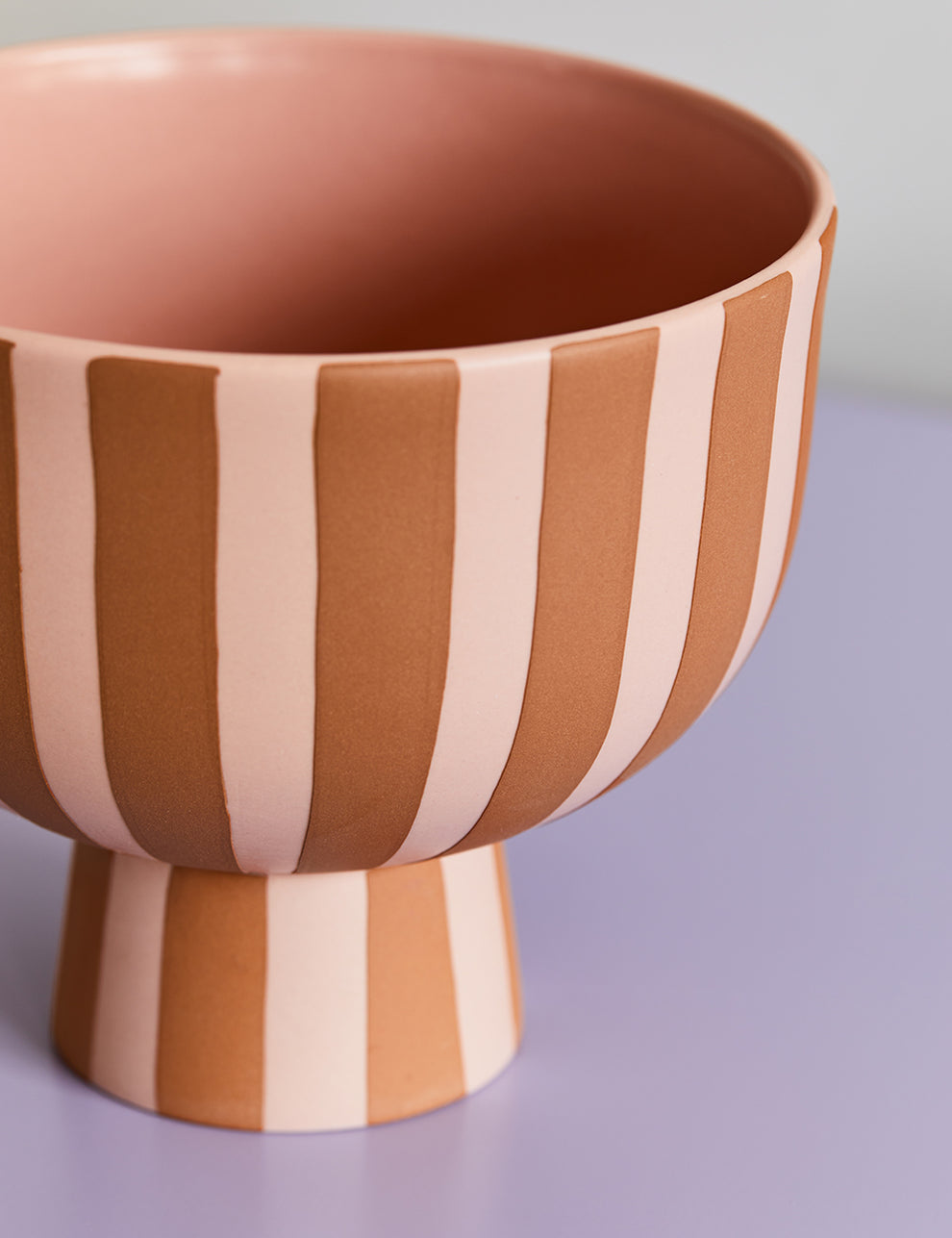 Caramel & Rose Striped Stoneware Bowl 