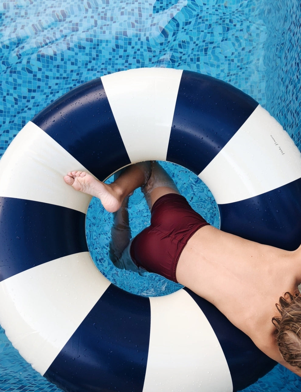 Classic Swimming Pool Ring Float- Navy Blue pool float lifestyle shot
