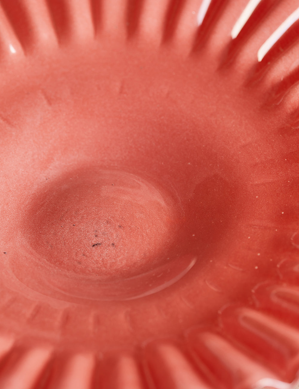 Deep Coral Retro-Style Glass Bowl