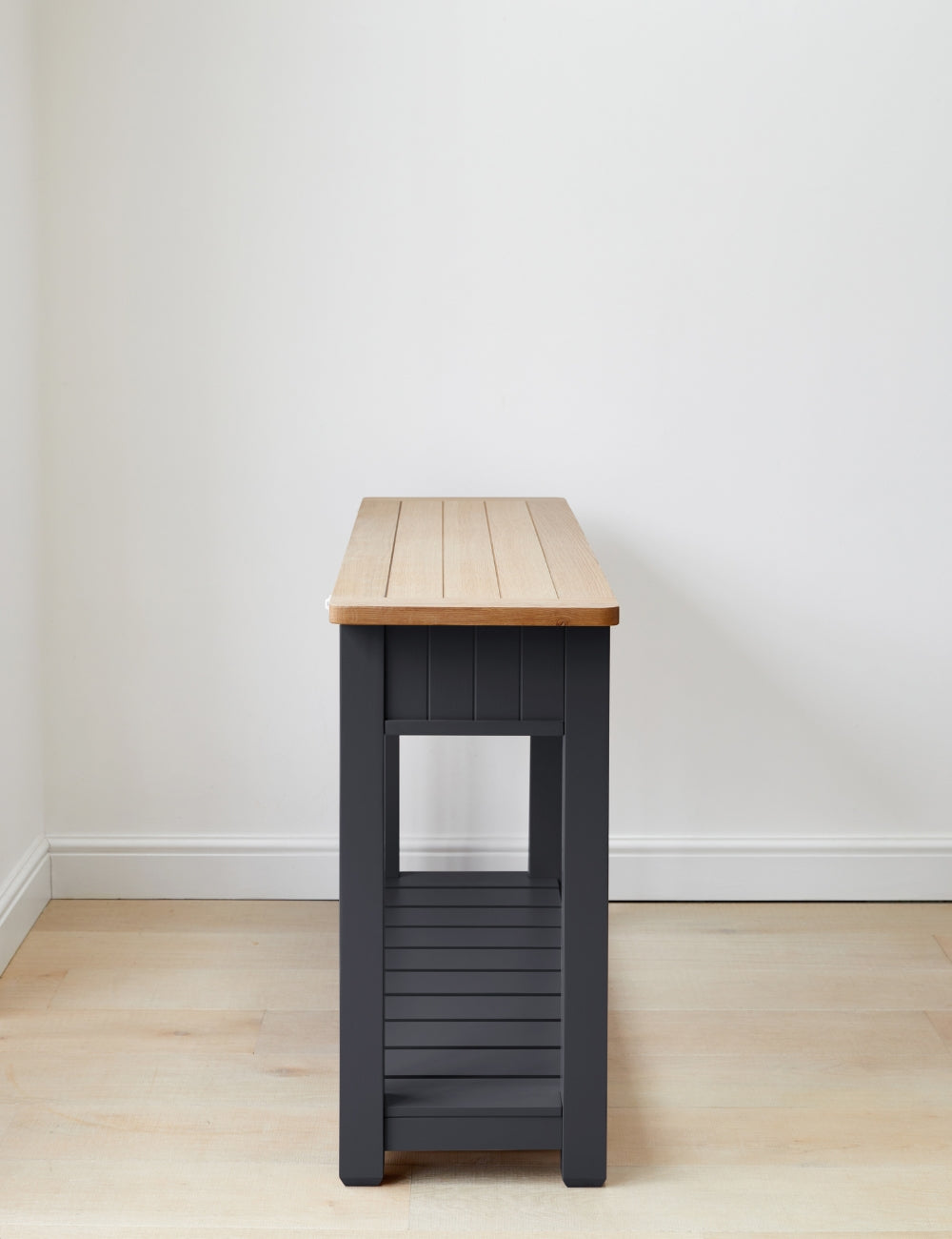 Deep Navy Oak Console Table with Drawers