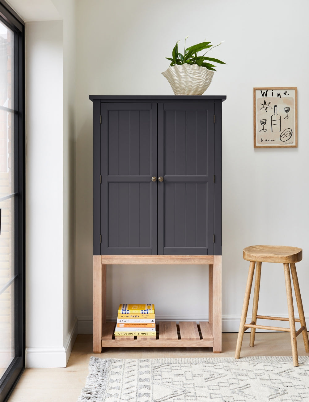 Charcoal Wooden Kitchen Pantry Cabinet