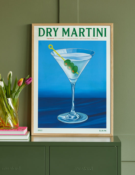 Dry Martini Print Wall Art Rose & Grey Rose and Grey