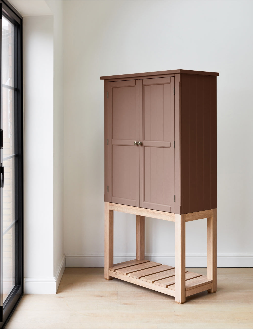 Wood pantry cabinet with on sale doors