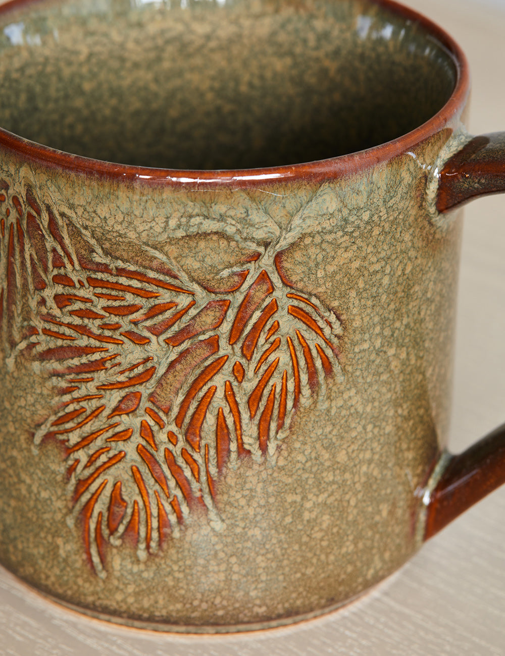 Earthy Brown Stoneware Mug close up