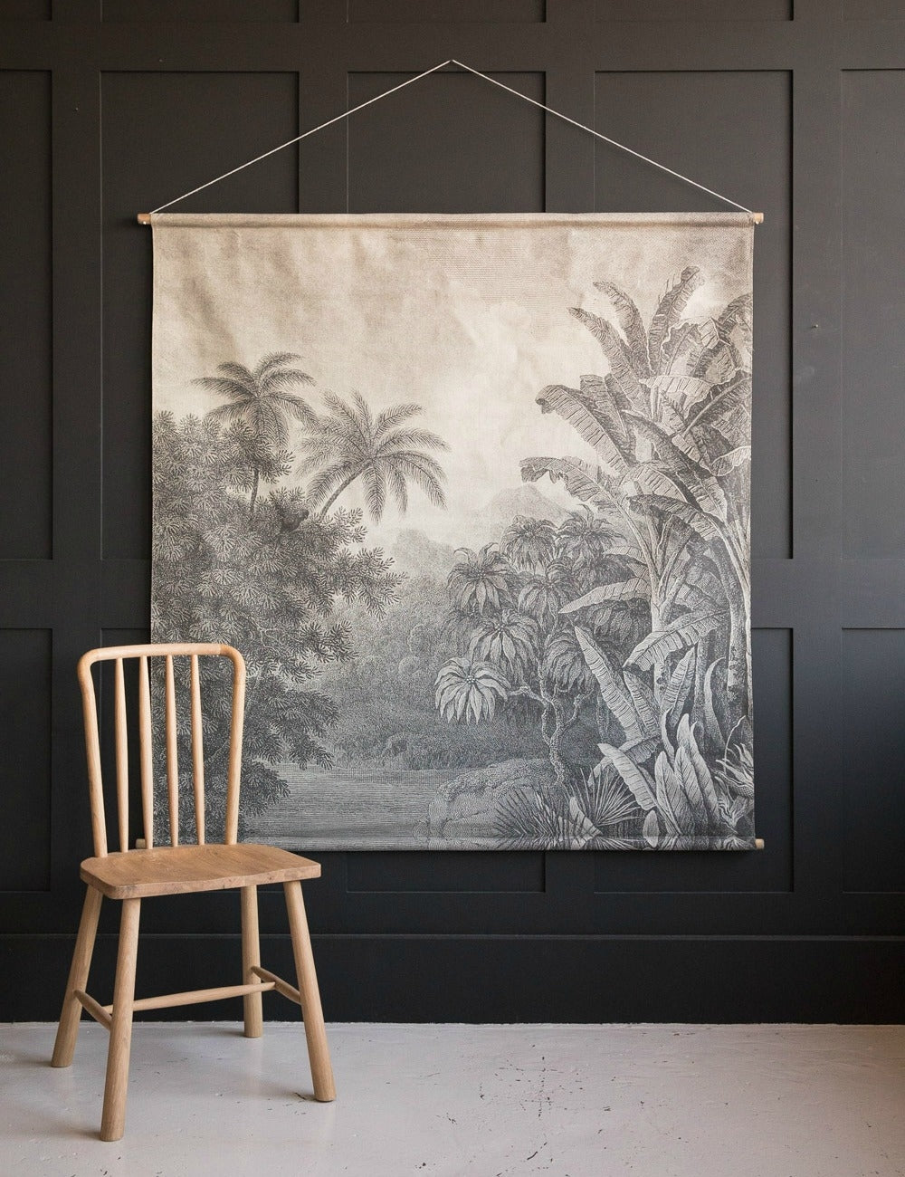 Hanging Fabric Wall Art Rose and Grey