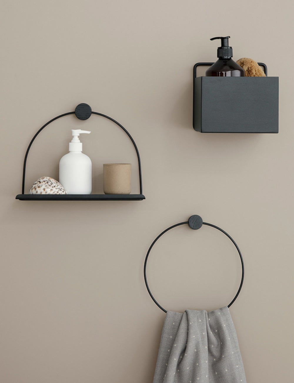 Ferm Living Black Towel Hanger Rose and Grey