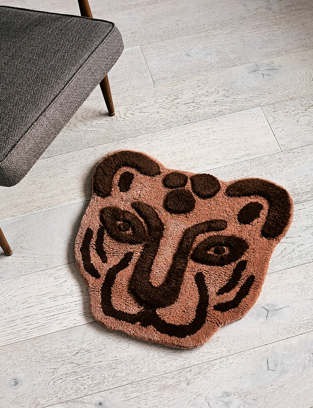 Ferm Living Tufted Leopard Head Rug/Wall Hanging close up