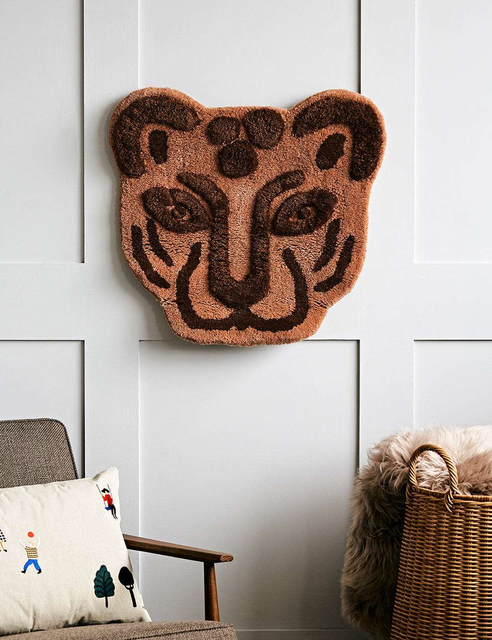 Ferm Living Tufted Leopard Head Rug/Wall Hanging