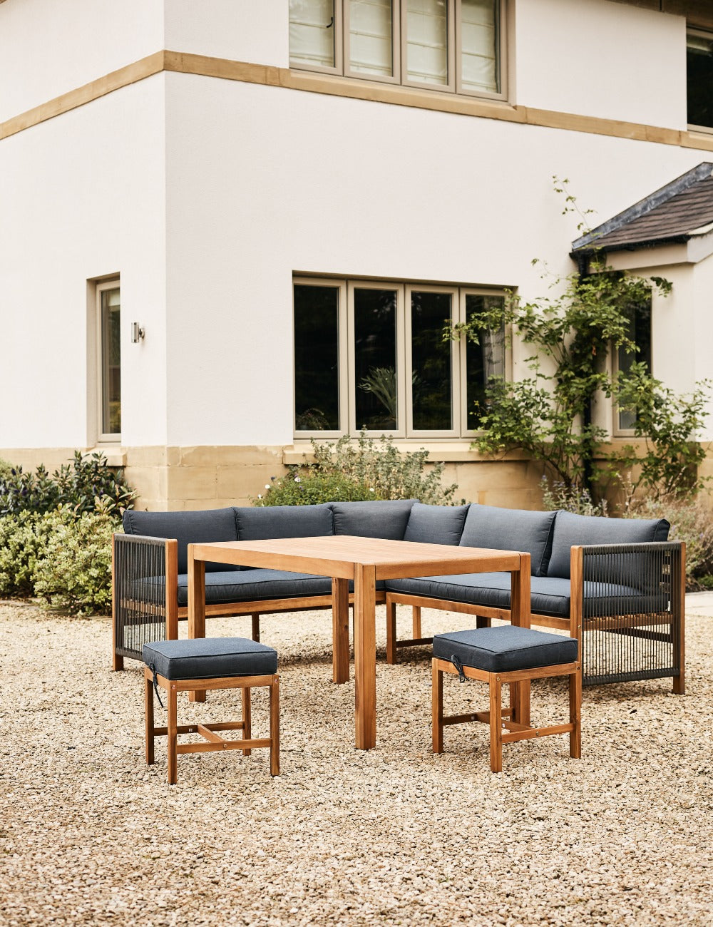 Five Piece Outdoor Dining Furniture Set Rose Grey Rose and Grey