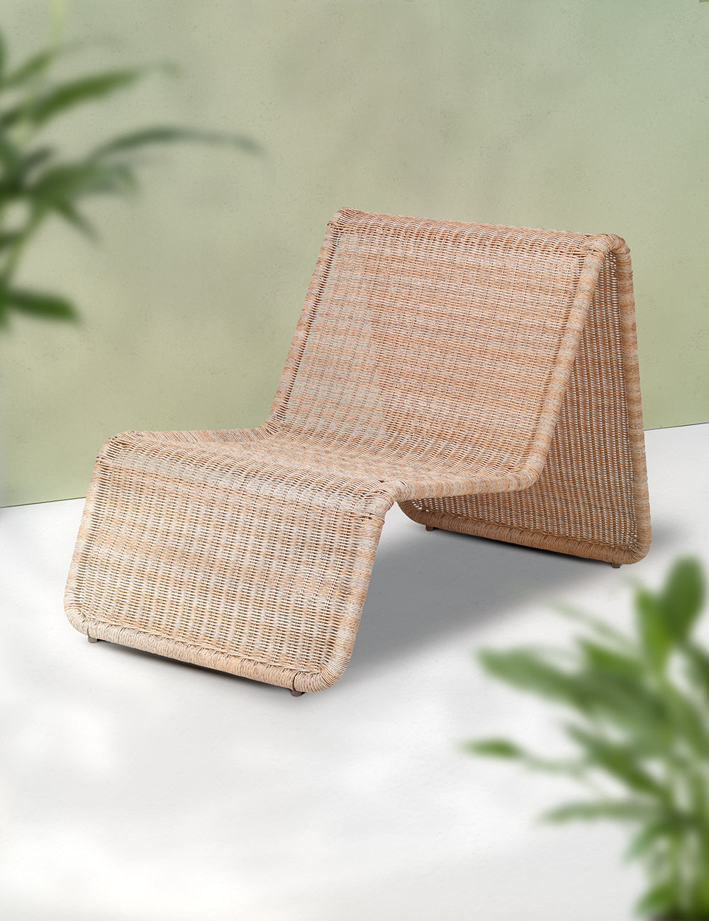 Wave Rattan Sun Lounger Garden Furniture Rose Grey Rose and Grey