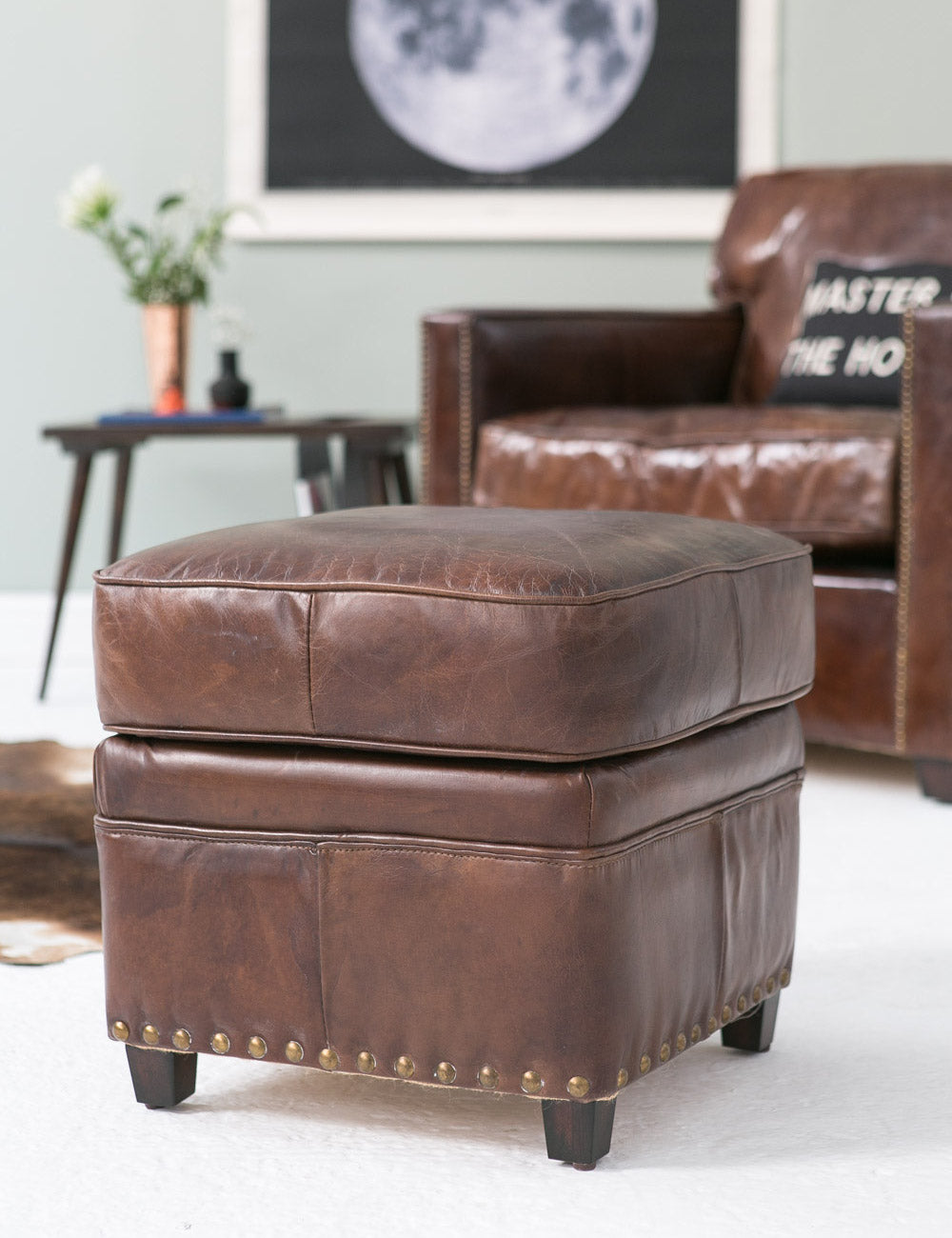 Vintage Leather Footstool
