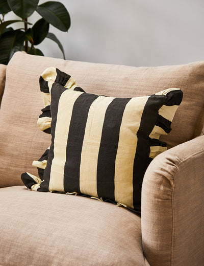 Amuse La Bouche Monochrome Ruffle Striped Cushion