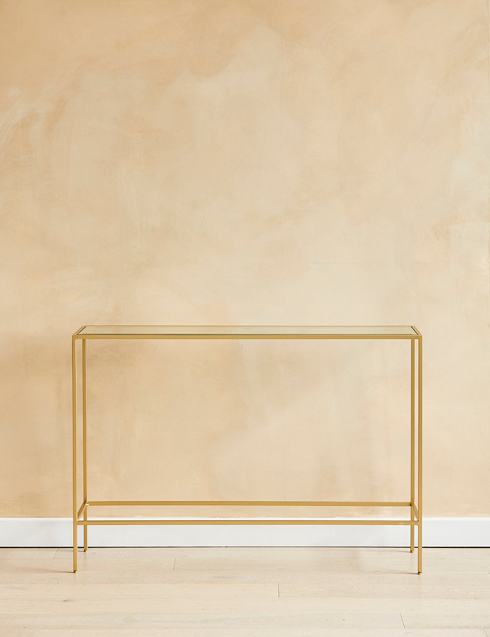 Slim Brass & Glass Console front